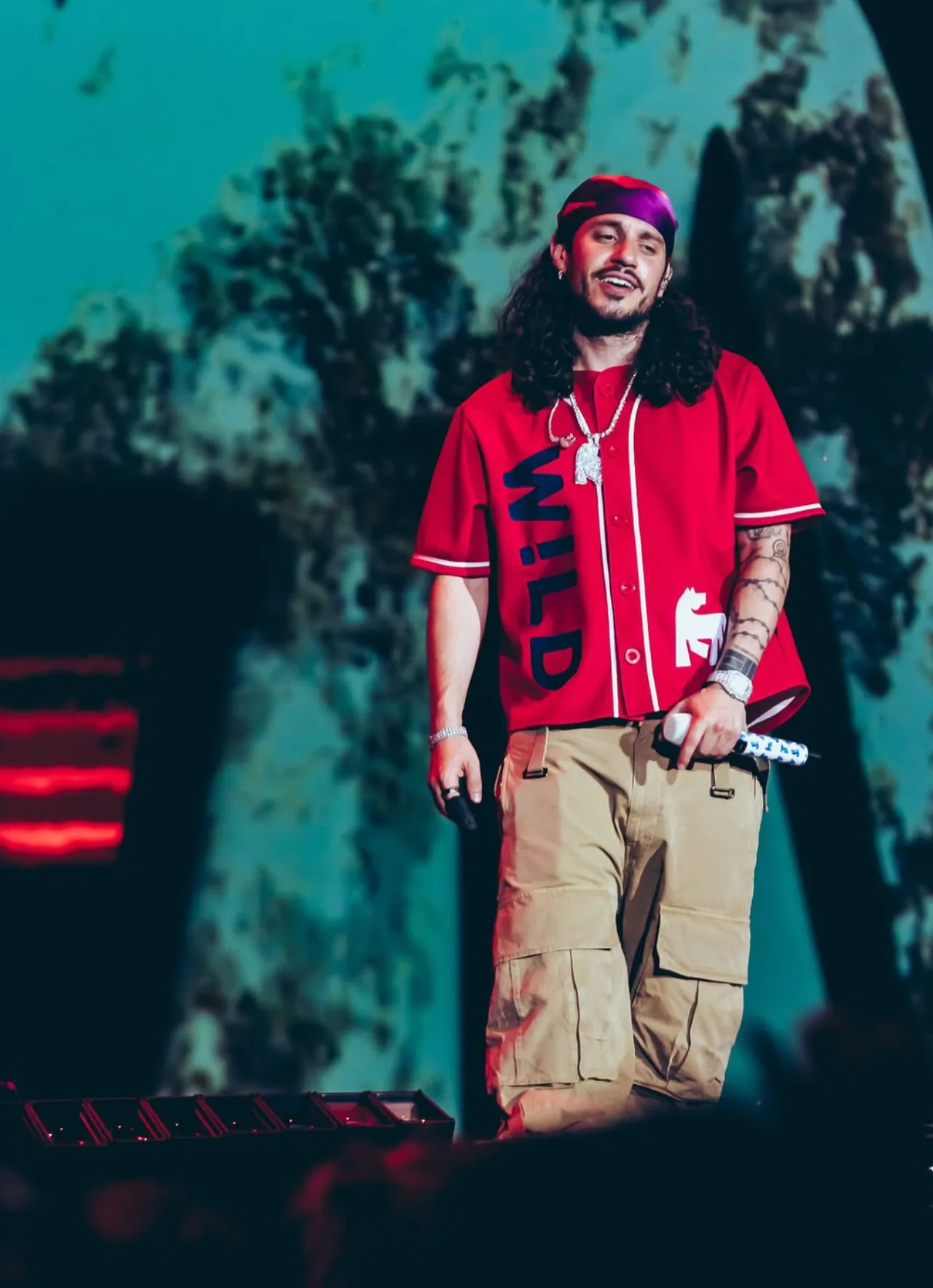 Russ performing live on stage during the Santiago tour